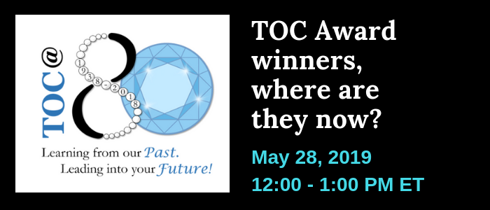 Webinar banner: 2018 TOC Award Winners, Where are they now